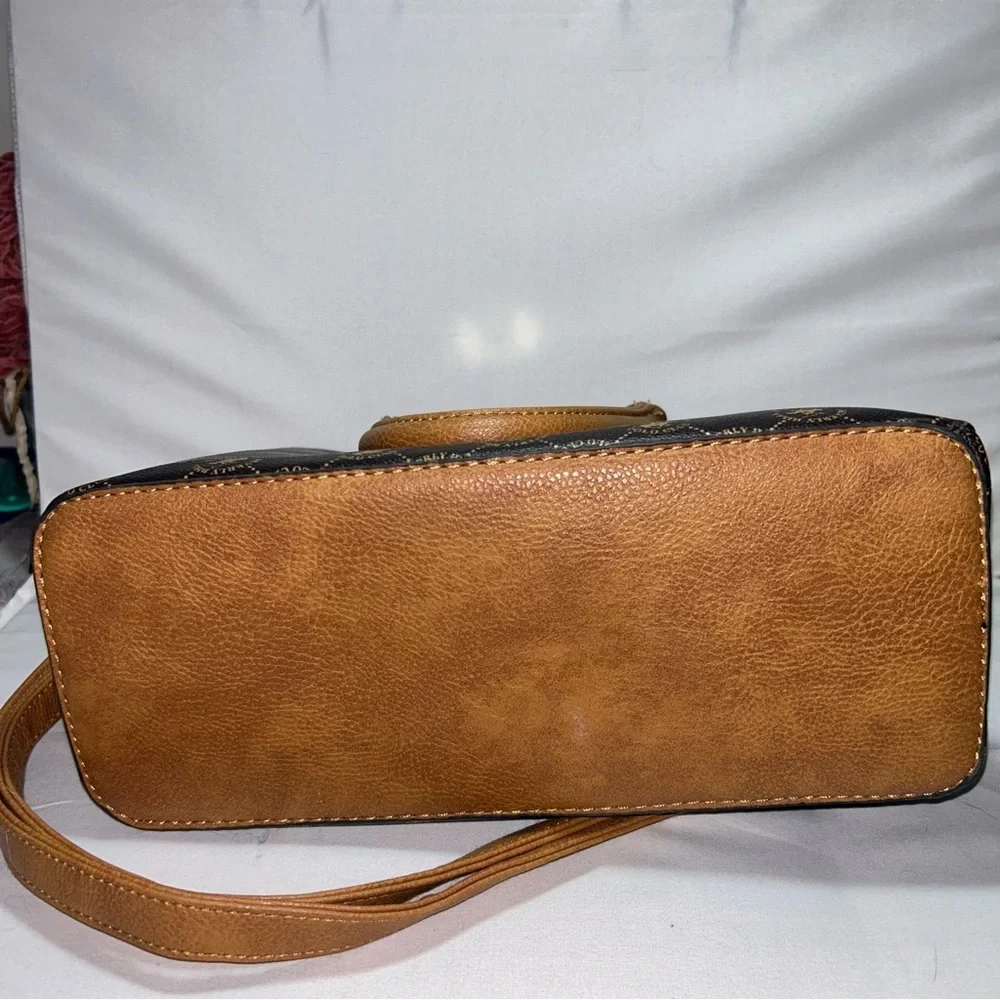 Beverly Hills polo club Purse Elegant Brown and Tan Handbag Mini Bag Handheld